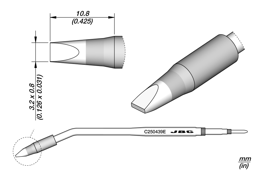 C250439E - Chisel Cartridge 3.2 x 0.8